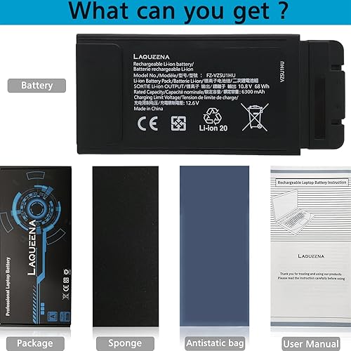 Miniatura 3 de FZ-VZSU1HU - Batería para portátil compatible con Panasonic Toughbook 55 FZ-55 Mk1 FZ-VZSU1 10.8V 68Wh 6 celdas no apta para CF-54