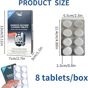 8 Pastillas de Limpieza y Descalcificación para Cafeteras Universales Pastillas limpiadoras para Máquinas de Café Tabletas Limpiador Pastillas Desengrasantes para Cafeteras Eliminar Grasa1
