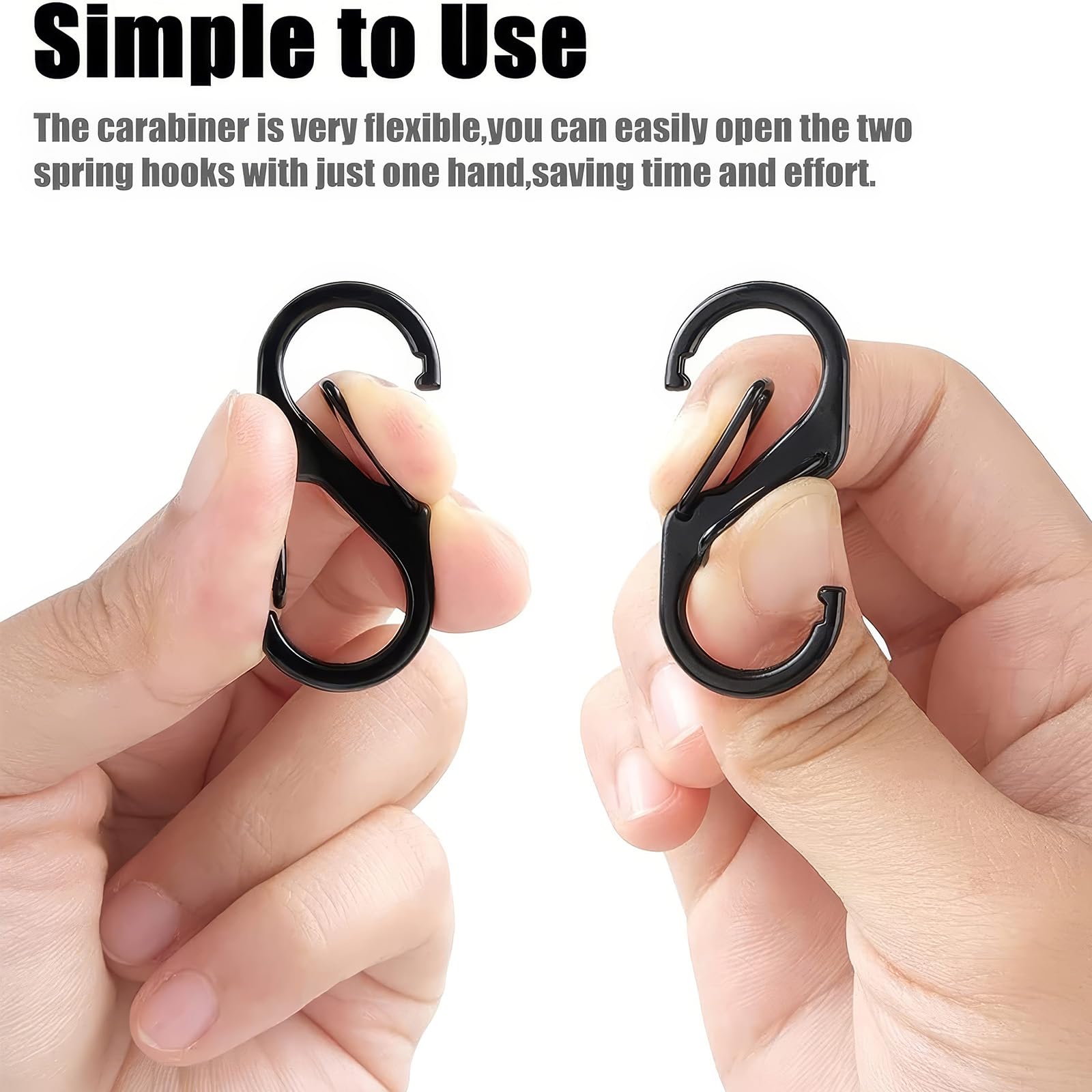 12 Clip Bloccaggio Cerniera Nere - Moschettoni Sicurezza A S | Antifurto Per Zaino E Borsa - Foto 7