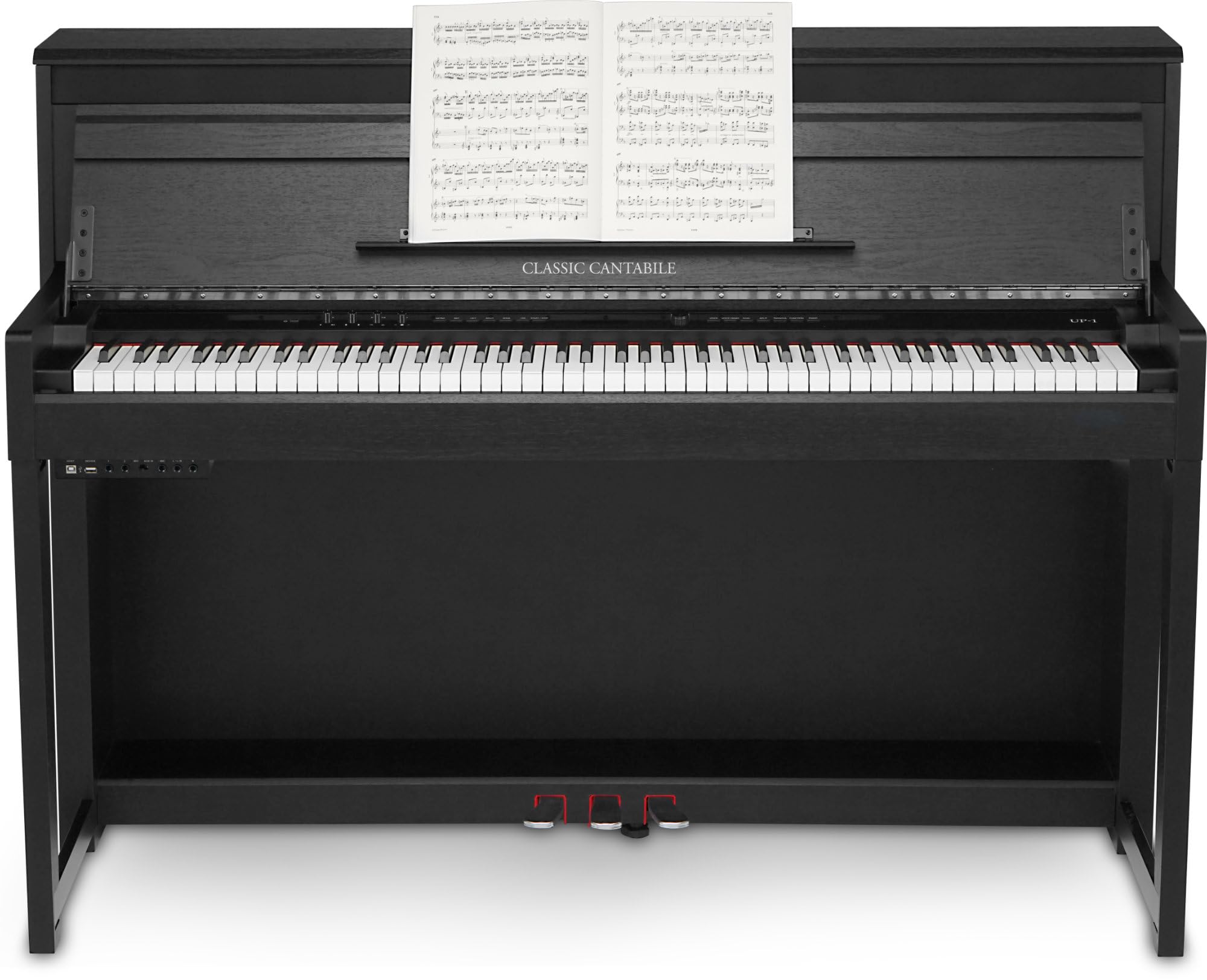 Classic Cantabile UP-1Plus SM Pianoforte Elettrico Verticale Nero Opaco | Tastiera composita con tasti Ivory-Touch riempiti in legno massello, 88 tasti pesati con tastiera Graded Hammer, 7 1/4 ottave