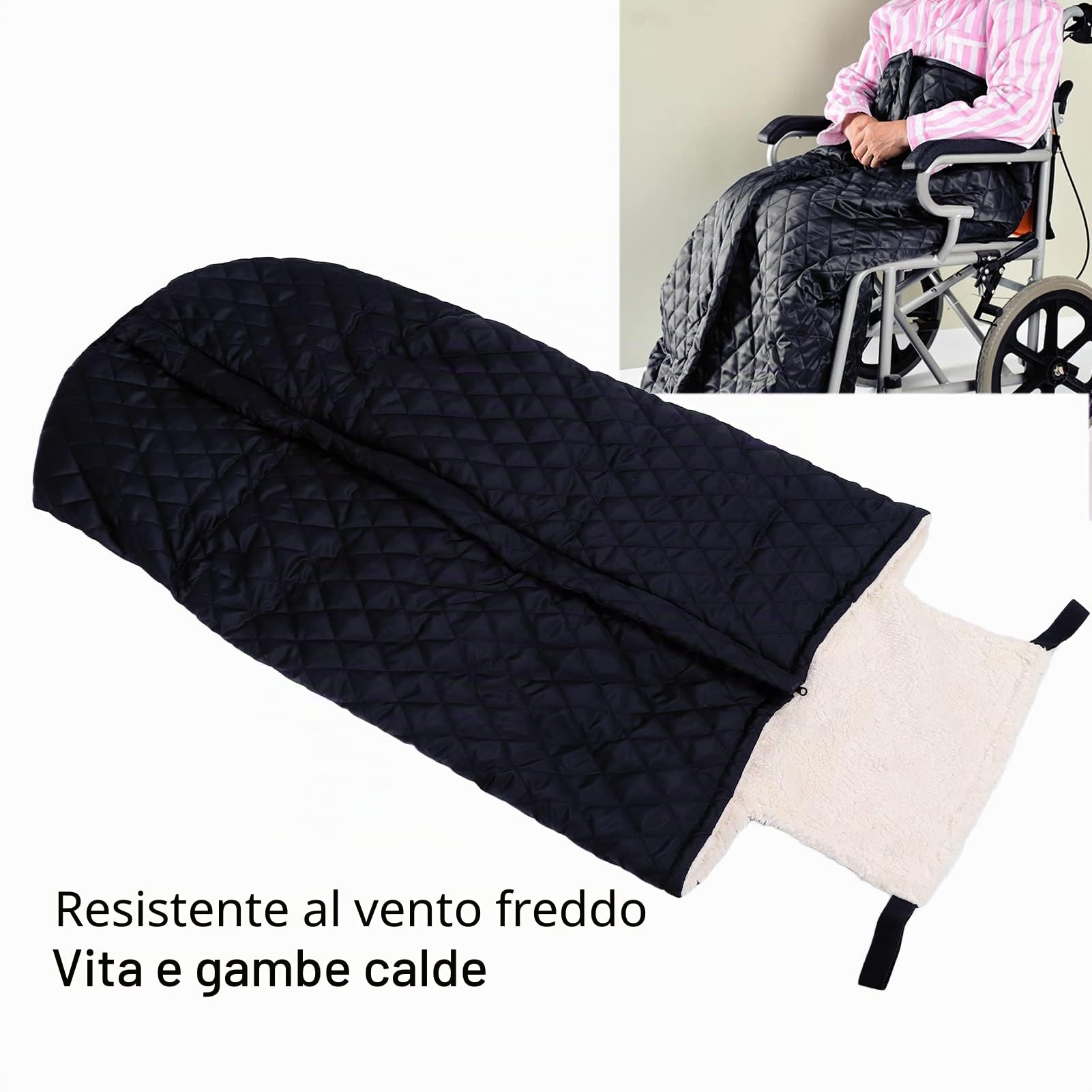 Coperta per Sedia a Rotelle Foderata in Pile, Universale in Peluche Ispessita per Persone su Sedia a Rotelle Coperta Gambe per Termica Antivento