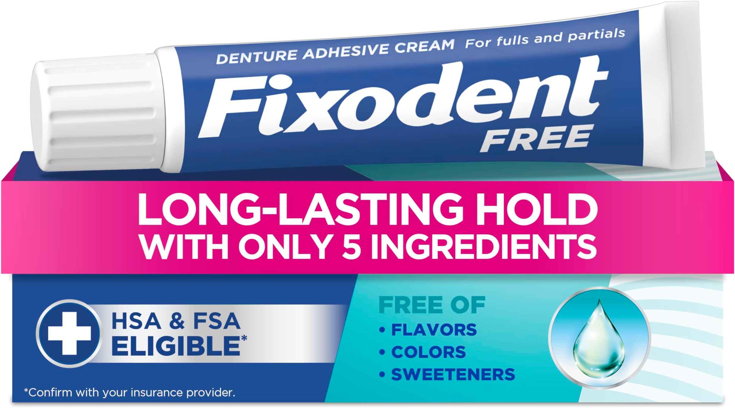 Fixodent Complete Free Denture Adhesive Cream, 2.4 Oz