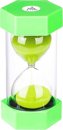 SuLiao Temporizador de arena de reloj de arena de 3 minutos reloj de arena colorido, pequeño reloj de arena verde de 3 minutos, reloj de arena,