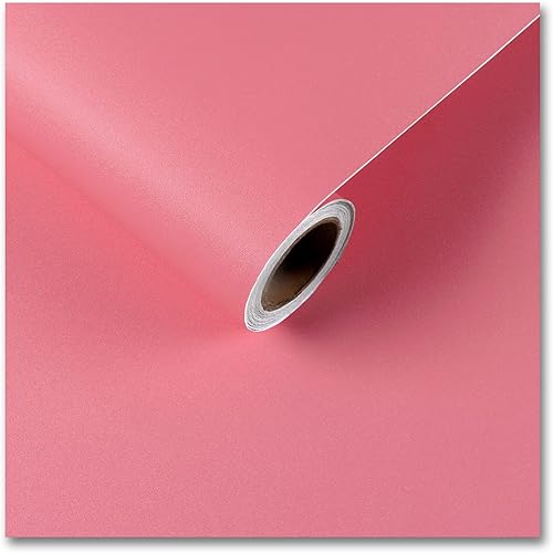 CRE8TIVE Papel tapiz rosa coral para pegar y despegar para dormitorio, papel de contacto rosa, impermeable, extraíble, color sólido, rollo de vinilo