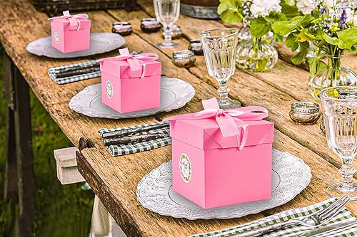 Miniatura 5 de Elephant-package Paquete de 12 cajas de regalo pequeñas con tapas, cajas de regalo rosas con cinta para cumpleaños, embalaje de regalo, recuerdo de