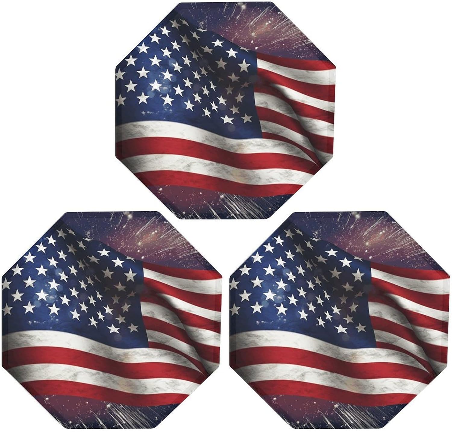 Ctagon Metal Sign for Home, Modern Display Plate for Kitchen, USA Flag Plates Accent Hanging Wall Decorations 3PCS for Living Room, Bedroom, Hallway, Hotel