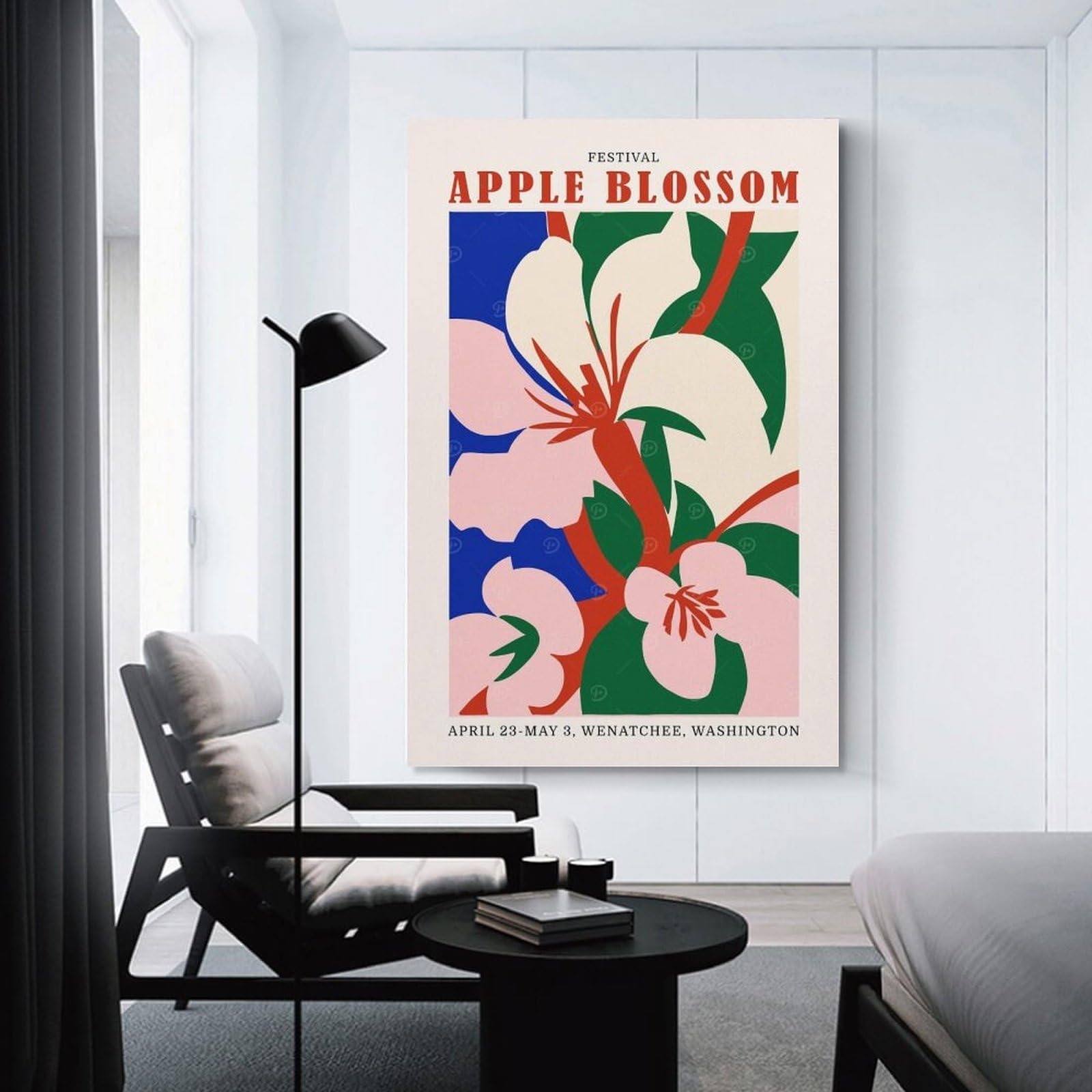 Junmoney Hanging Wall Art Apple Blossom Festival, 24x36inch(60x90cm), for Contemporary Homes, Apartments Or Offices, Stylish Wall Art for Fresh Spaces