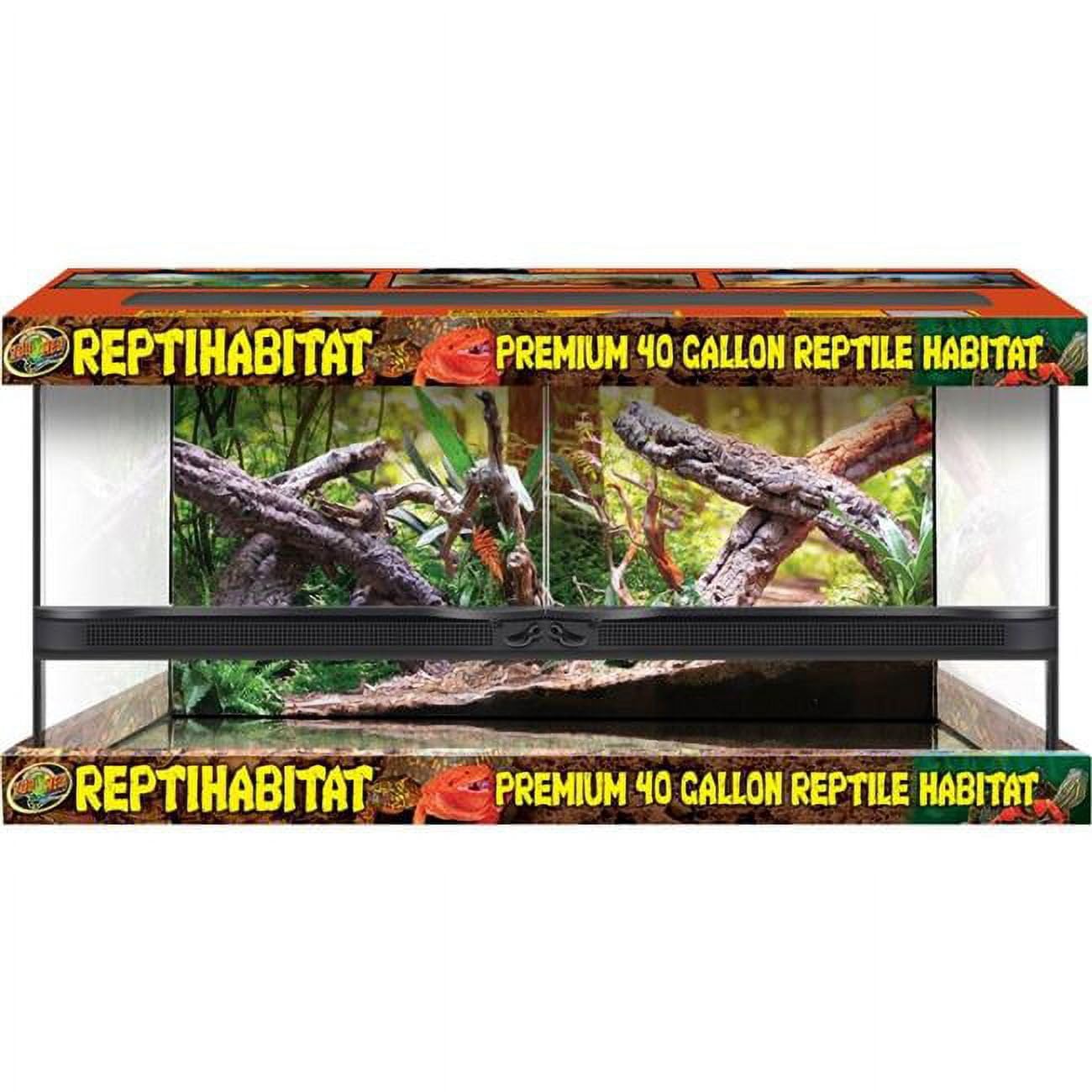 Zoo Med Reptihabitat Doppia porta - Teca gabbia per rettili e anfibi in vetro e acciaio, ventilazione su più lati, con fori passacavo, 91x46x46 cm
