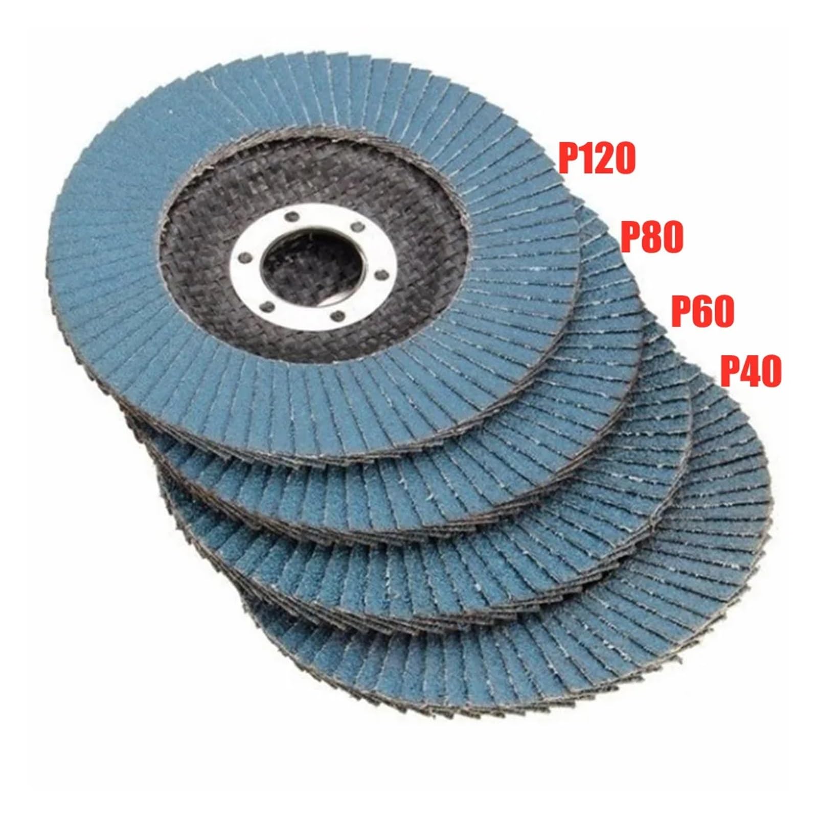 Disco de lijado for amoladora angular de 125mm y 5 ", herramienta abrasiva de madera y plástico de Metal, discos de aleta for muelas de grano 40/60/80/120(5pcs grit 40)