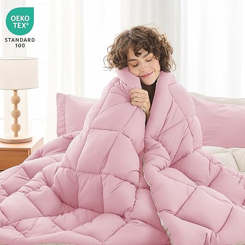 Miniatura 123 de MUXHOMO Juego de edredón Queen de 7 piezas, cama reversible en una bolsa, tamaño Queen, juego de ropa de cama para todas las estaciones con edredón