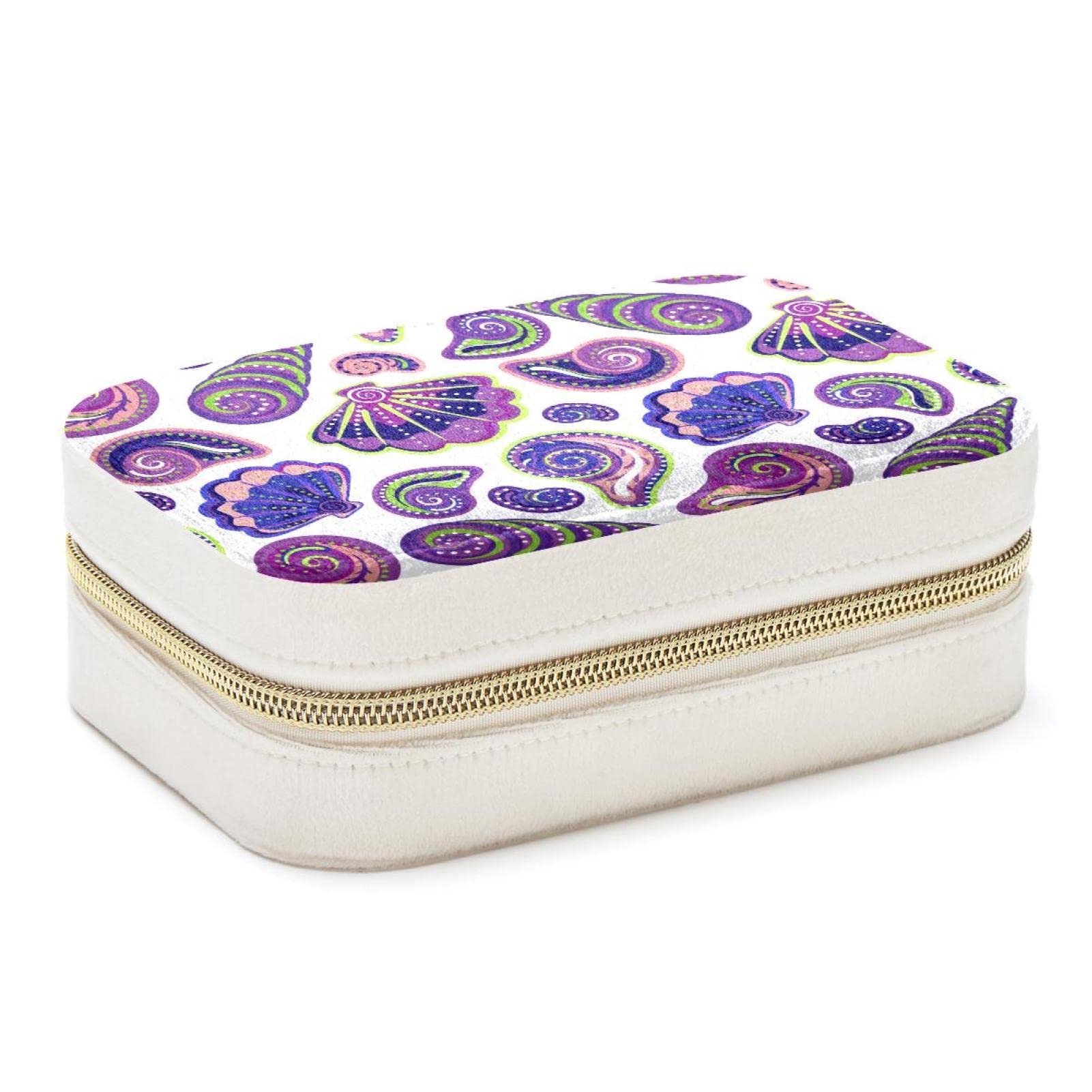 Boîte à bijoux portable coquillage en velours rose pour l'organisation des bagues de voyage