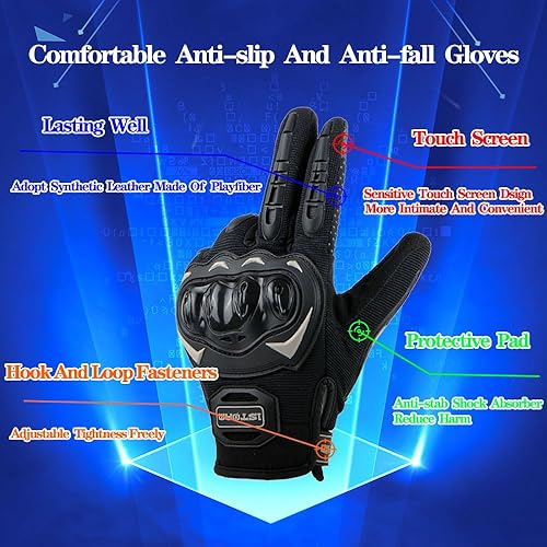 Miniatura 6 de 1Storm Casco de motocross para adultos, ATV Dirt Bike BMX Downhill Mountain Casco Track Style JH601 fibra de carbono negro + gafas + guante negro