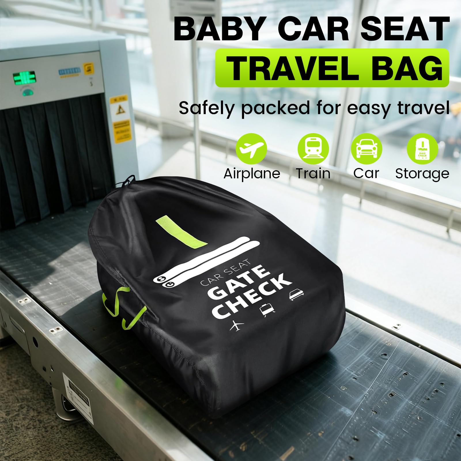 Yoassi Sac de Transport pour Poussette avec Bretelle,86 * 46 * 46cm Sac de Voyage Imperméable pour Siège Auto/Bébé Landau/Cosy, Universelle Housse de Protection pour Voyage en Avion/Train/Voiture