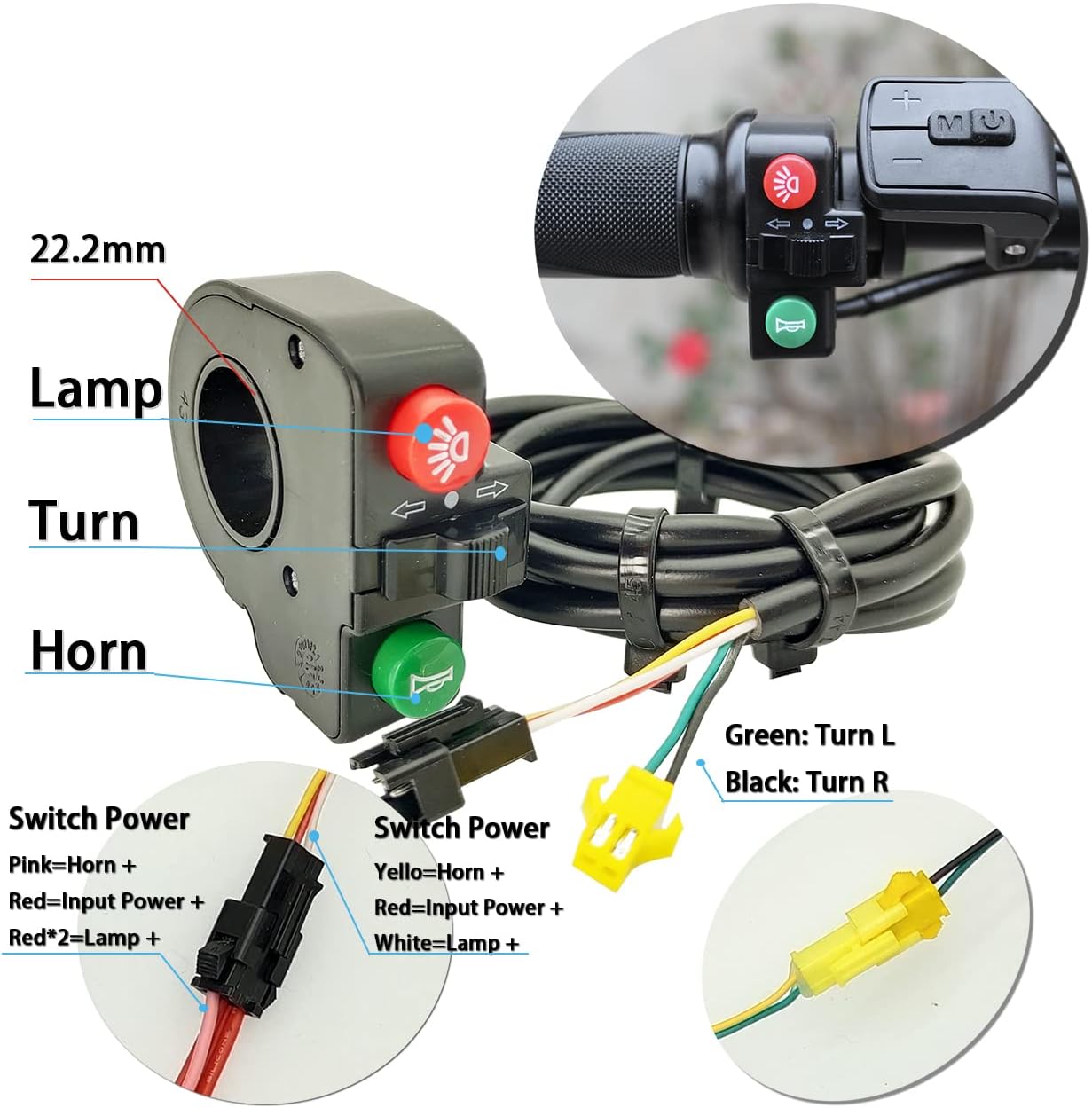 Ebike Electric Bike Bicycle 24/36/48V/60V Headlight and Tail Light Sets