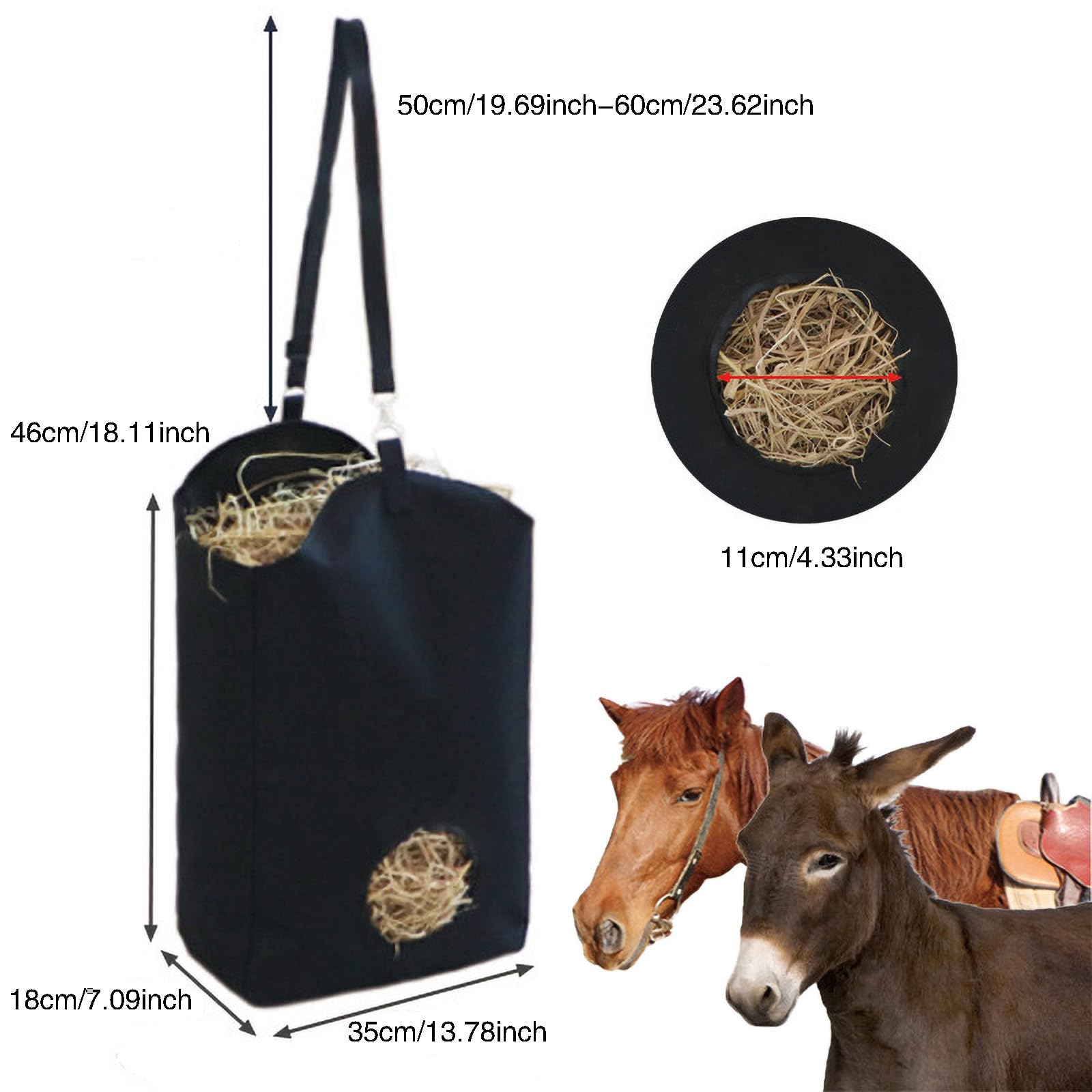 JVHLOV Hay Feeder Bag, Hay Bags for Horses Goat Hay Feeder, Hay Bags with Stronger Metal Snap Fasteners - Image 2