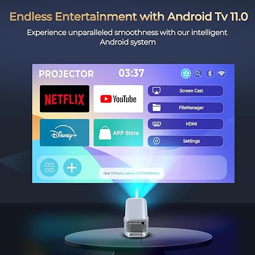 Miniatura 2 de Native - Mini proyector inteligente 1080P con WiFi 6 Bluetooth 5.4, Full HD 4K compatible con enfoque automático y Keystone, aplicaciones integradas