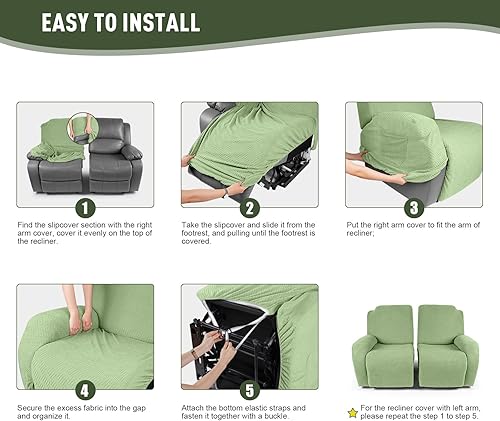 Vista 315 de KinCam Fundas para sillas reclinables, funda elástica y reclinable, fundas para sofá reclinable, fundas de sofá reclinable a rayas, fundas Gris