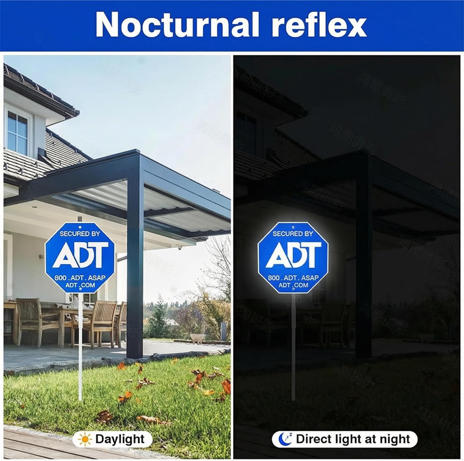 2PCS- ADT Security Sign 28“ Yard Security Warning Signs with Stakes, Deter Burglars & Protect Your Home 10 Pcs ADT Window Stickers Aluminum Alloy Sign for Outdoor Use