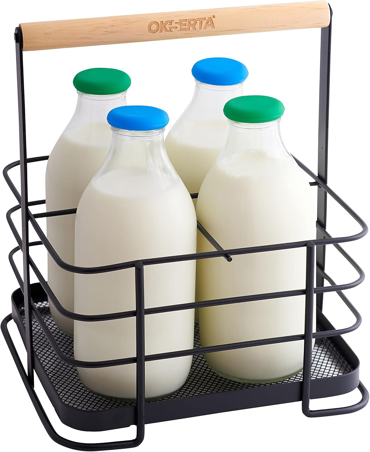 OKSERTA Milk bottle holder doorstep Vintage milk minder with 4