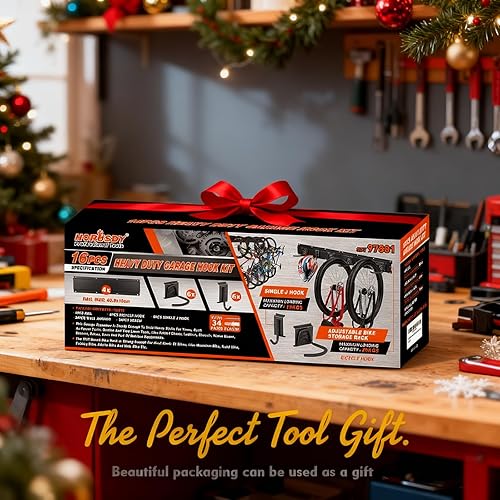 Miniatura 2 de HORUSDY Stainless Steel Bike Storage Rack, 6 Bike Storage Hanger Wall Mount and 6 Helmets Hooks for Home & Garage Holds Up to 600lbs, Black