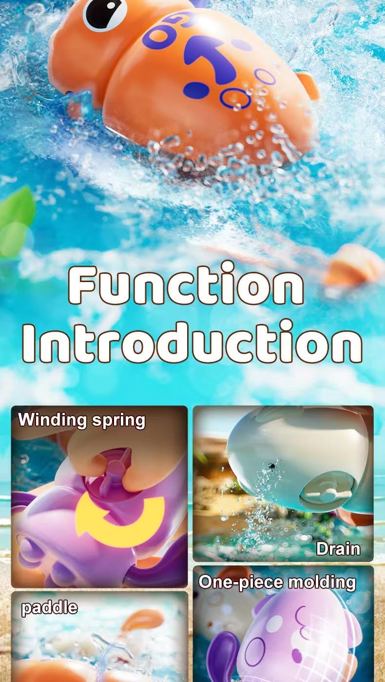 3pcs Bath Toys,Floating Wind Up Swimming Octpus Toy for Baby Toddler, Bathtub Toys, Pool Toys, Water Toys for Toddlers Boy Girl image 2 of 6 B0FJ1KBQZR