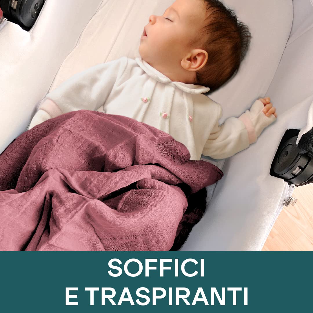 Koala Babycare - Mussole Neonato Cotone 100% - 3 Pz 80x80cm - Ideale come Regalo Neonati - Viola