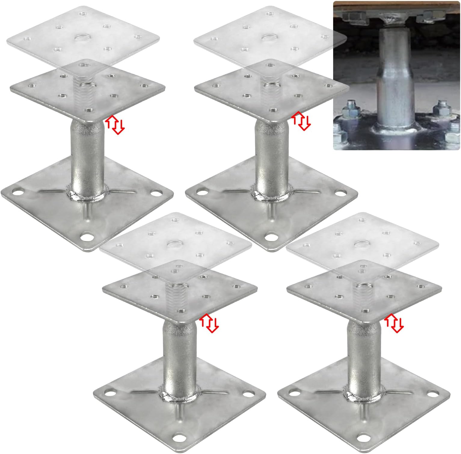 Adjustable Floor Support Jacks - Set of 4, Ideal for Floor Joists, RV Steps Stabilizer,Mini Screw Jack (3.5" to 6" Extension)