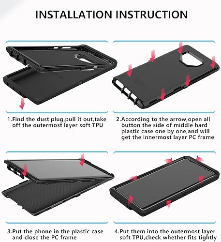 Miniatura 7 de Funda para Samsung Galaxy Note 9, a prueba de caídas, a prueba de golpes, resistente, funda protectora para Samsung Note 9, 6.4 pulgadas (negro)