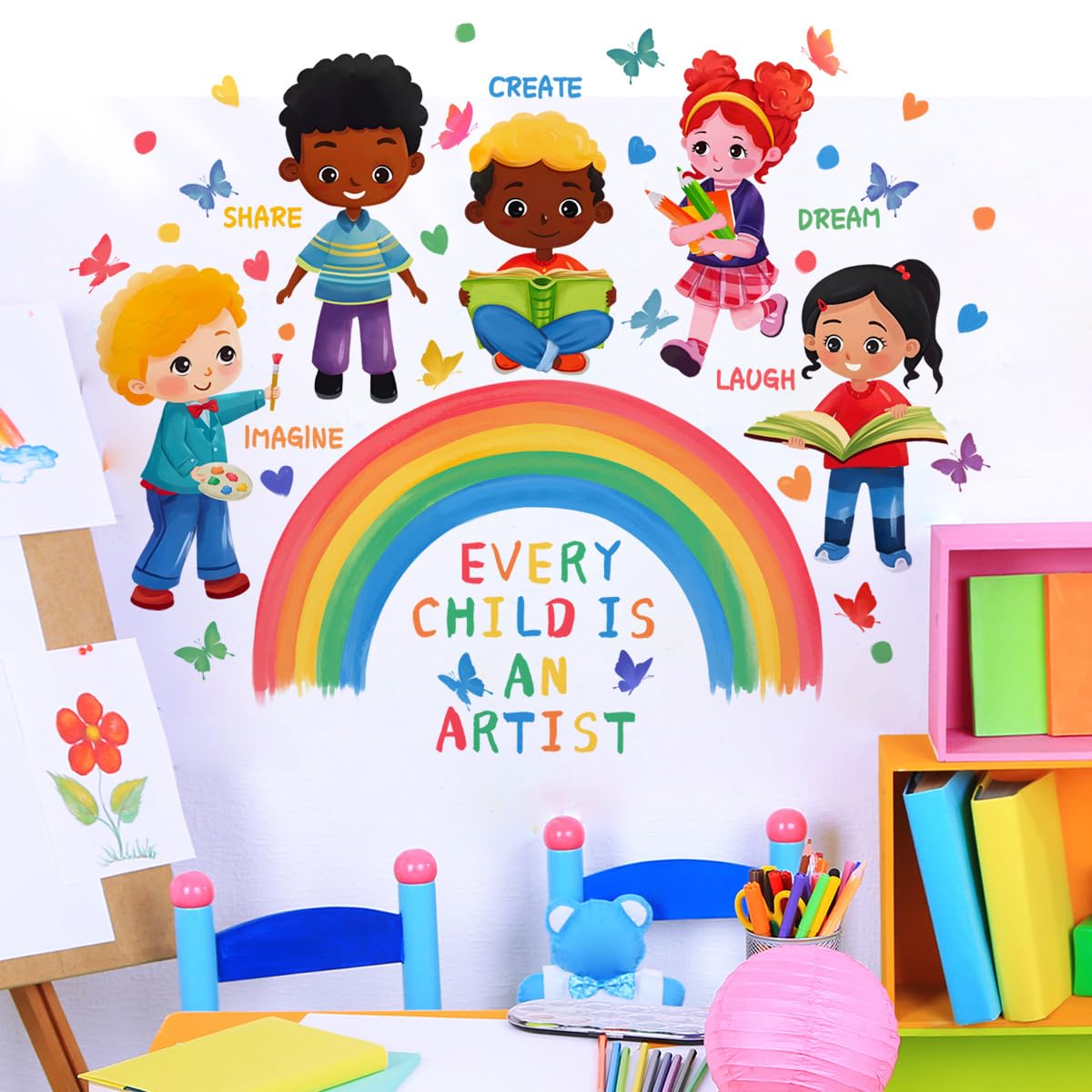 SHUCHING Inspirational Quotes Children Wall Stickers, Rainbow Wall Decals Decor for Kids Painting Room Corner Nursery Playroom - Image 4