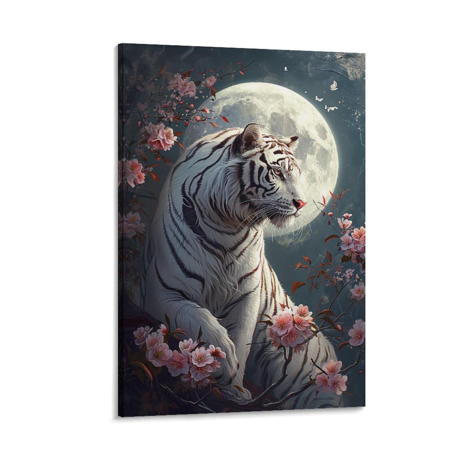 Amazon.co.jp: 絵画 遠くを見つめる獰猛なホワイトタイガー