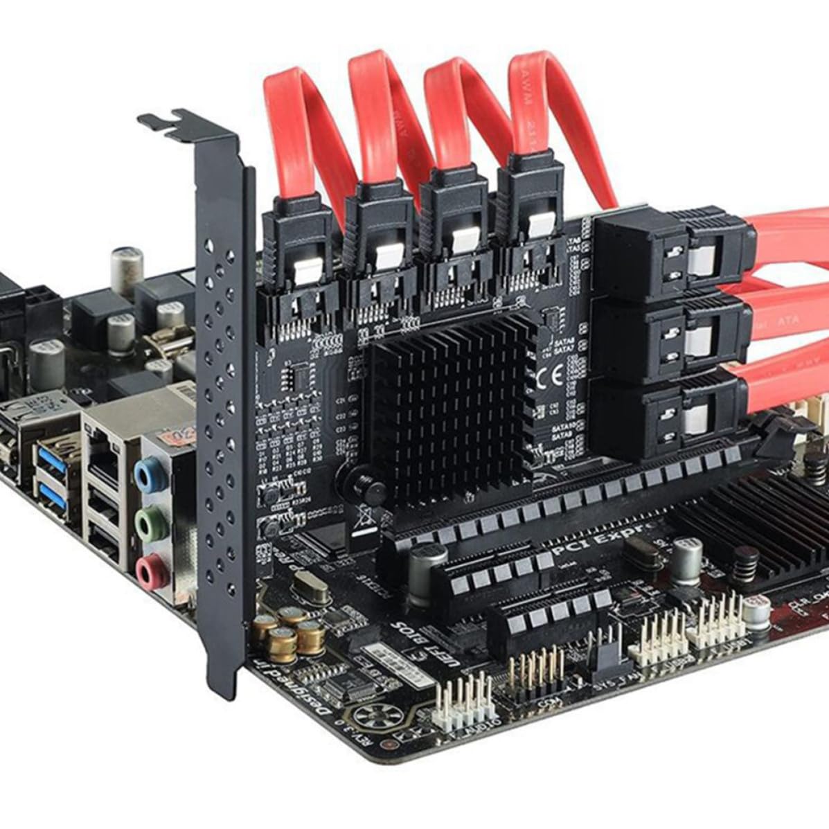 Scheda Wifi per PC Scheda di Rete Pci-e X4 3.0 a 10 Porte Sata3.0, Trasmissione Veloce e Stabile per Computer Desktop e Hard Disk