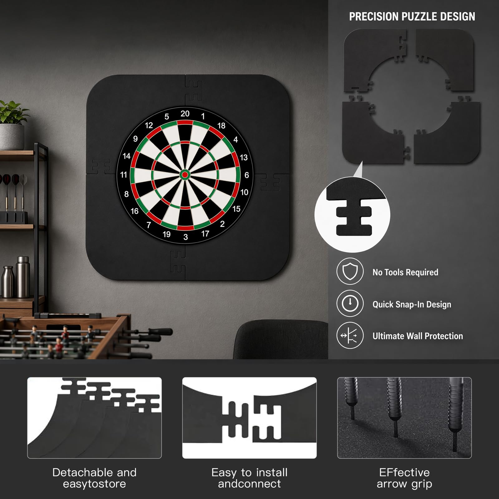 Dartscheibe Schutzring - Dart Surround Wandschutz für Dartboard - Surround Dartscheibe stoßfest - Dartboard Surround Ring Schallschutz - Dart Wandschutz für Zuhause Kneipe Spielzimmer
