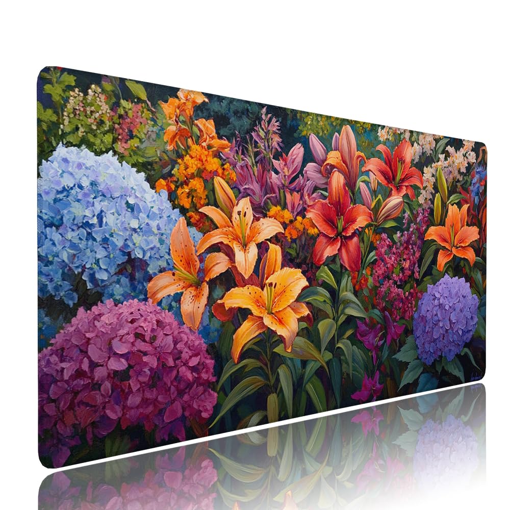 Alfombrilla de Mouse para Juegos, Colore, XXL, Antideslizante, Impermeable, Diseño de Fiore, Extendido, Grande, 1200x600x3mm, para PC, Laptop, Ufficio, Famiglia d-128