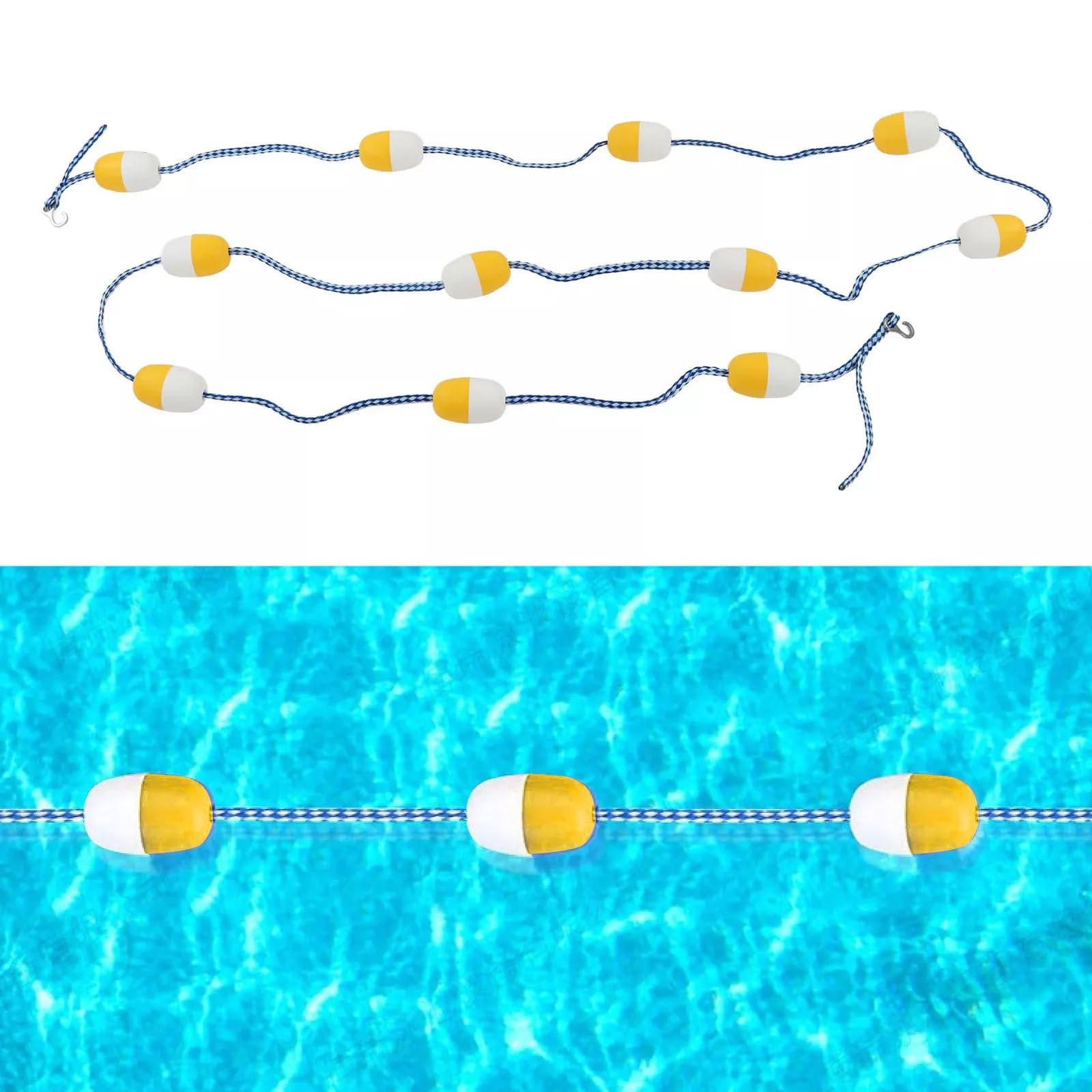 Schwimmbad-Sicherheitsseil – Hochauftriebs-Pool-Trennwand mit Haken, hohe Sichtbarkeit, Schwimmbahnlinien für Schläger & Sicherheit in flachem/tiefem Wasser