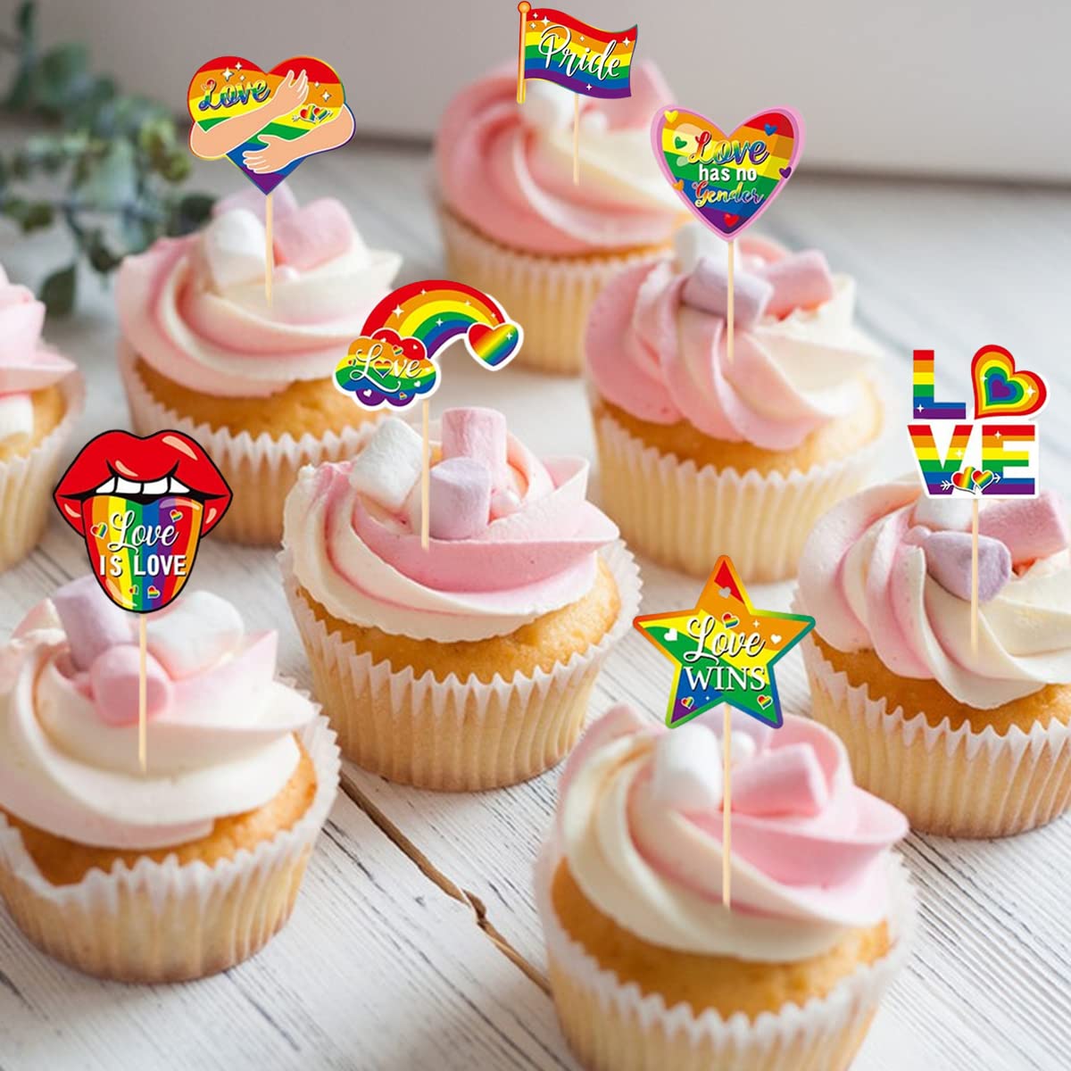 JBCD 100 Stuzzicadenti Bandiera Arcobaleno Progress LGBTQ – Decorazioni Per Cupcake, Torte E Dessert