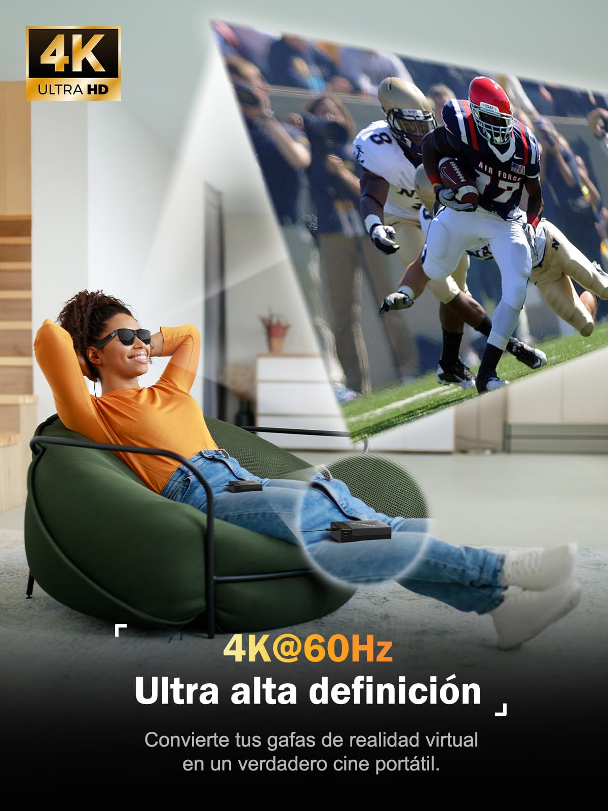 Lemorele Adaptador HDMI a USB-C con batería integrada de 5000 mAh para transmitir Fire TV Stick a gafas AR, compatible con gafas AR (Xreal Air/Rokid) y monitores USB-C