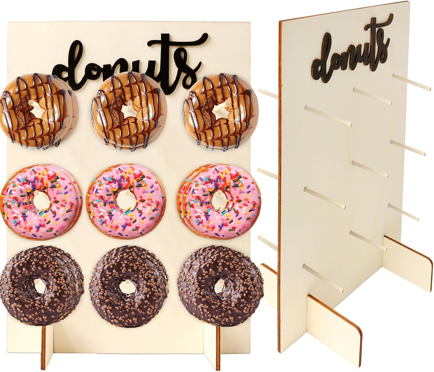 Zsxdc Wood Donut Wall Display Stand Donut Display Board DoubleSided Doughnut Board