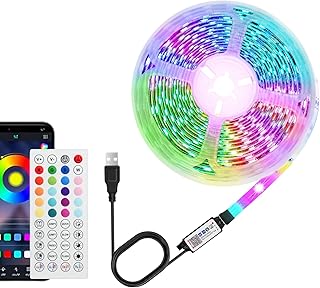 USB LED Strip 5m RGB TV Hintergrundbeleuchtung für 65-75 Zoll Fernseher, App Fernbedienung Steuerung, Musik Sync Modus, Timer Funktion, Ambilight Band für Schlafzimmer Wohnzimmer Küche Deko Energiekl