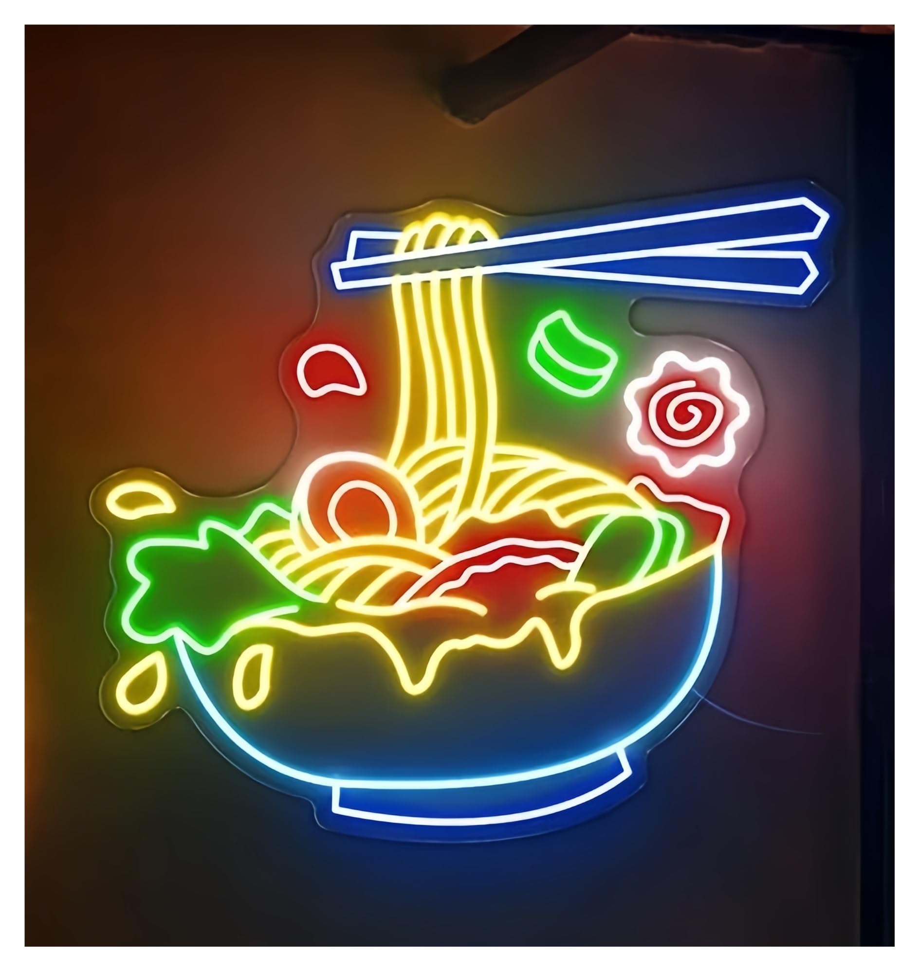 Shouxi F Sign Lamp Delicious Noodles Ramen Neon Sign Business Japanese Restaurant Decoration Ood Shop Wall(,57X50cm)