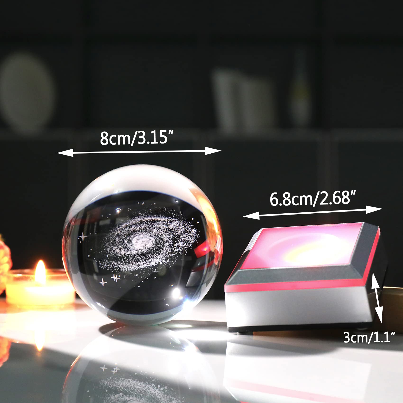 Amazon.com: 3.15 Inch 3D Galaxy Planet Glass Ball with Light Lamp