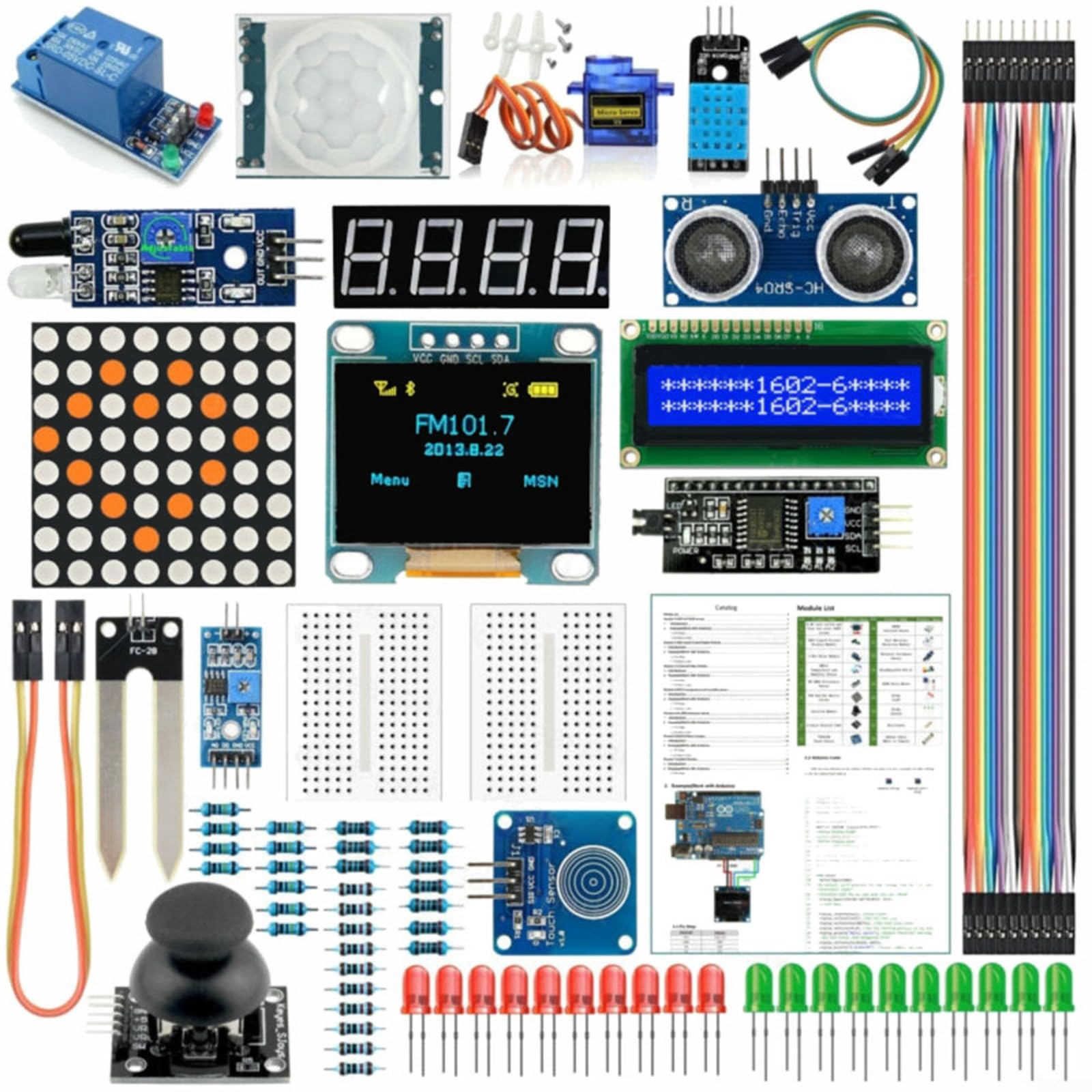 Enthusiast Kit pour Nano V3.0 pour Mega 2560 328-85 pièces comprenant pour écrans OLED et LCD, capteurs, module de relais et composants de platine d'expérimentation