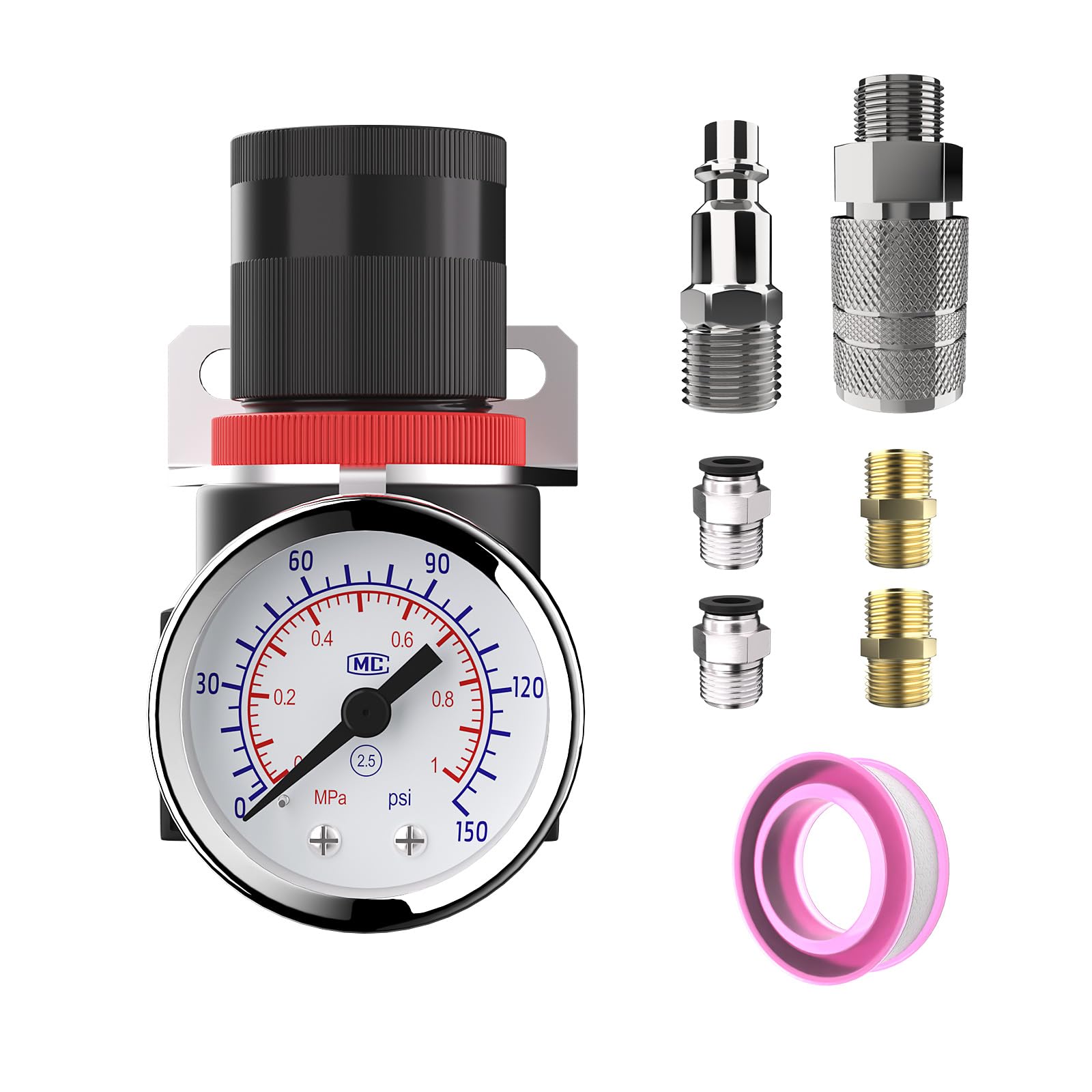 Air Pressure Regulator NPT 1/4 Inline Compressor Water Separator Pneumatic Filter with Gauge Parts Compressed AFC2000+US Brass Kit — Amazon image 10