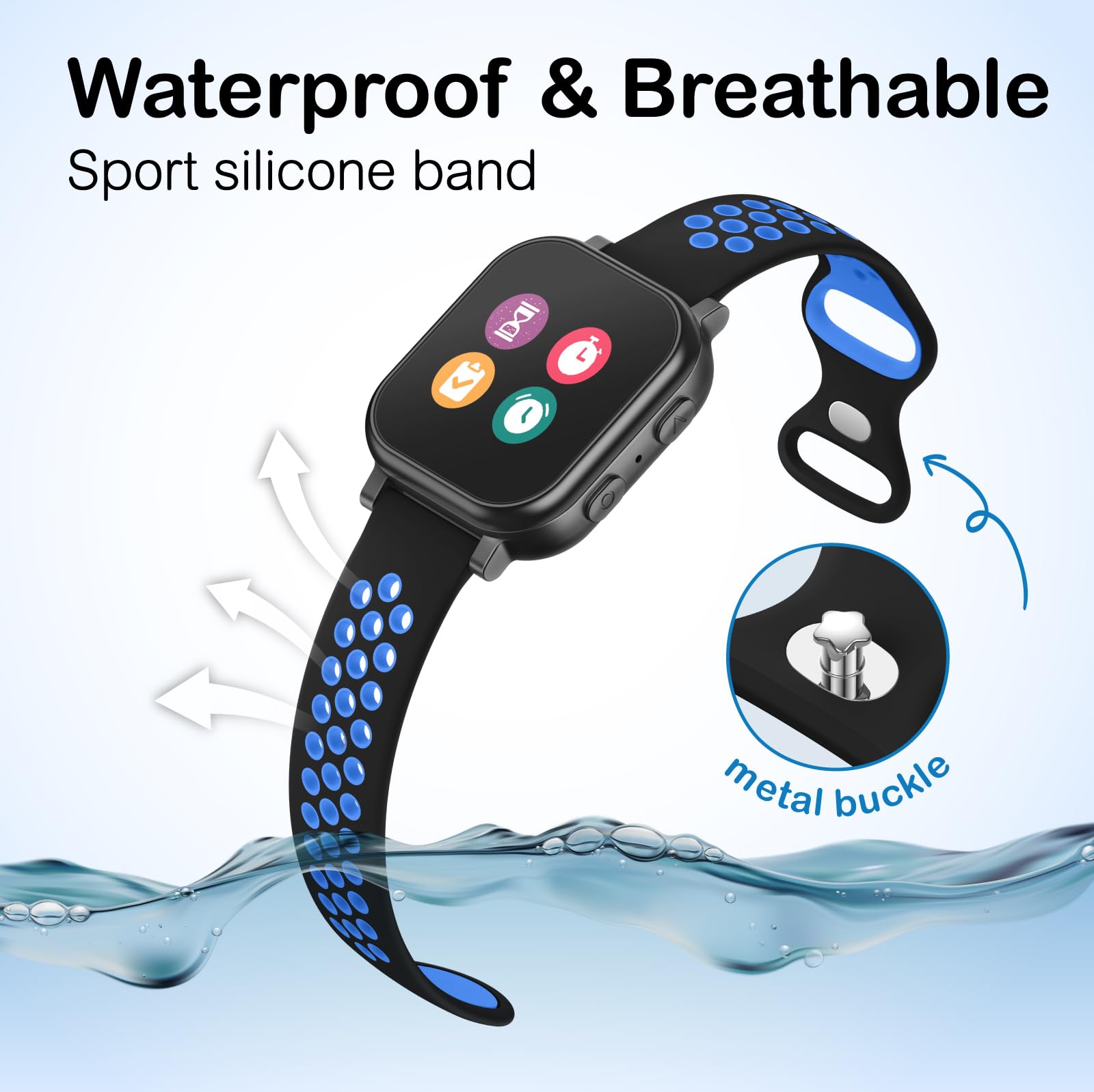 Lot de 3 bracelets de montre Gizmo étanches en silicone pour enfants compatibles avec Gizmo Watch 3 2 1/Gabb Watch 3 2 1/SyncUP/Cosmo JrTrack, bracelets de sport respirants et souples avec trous