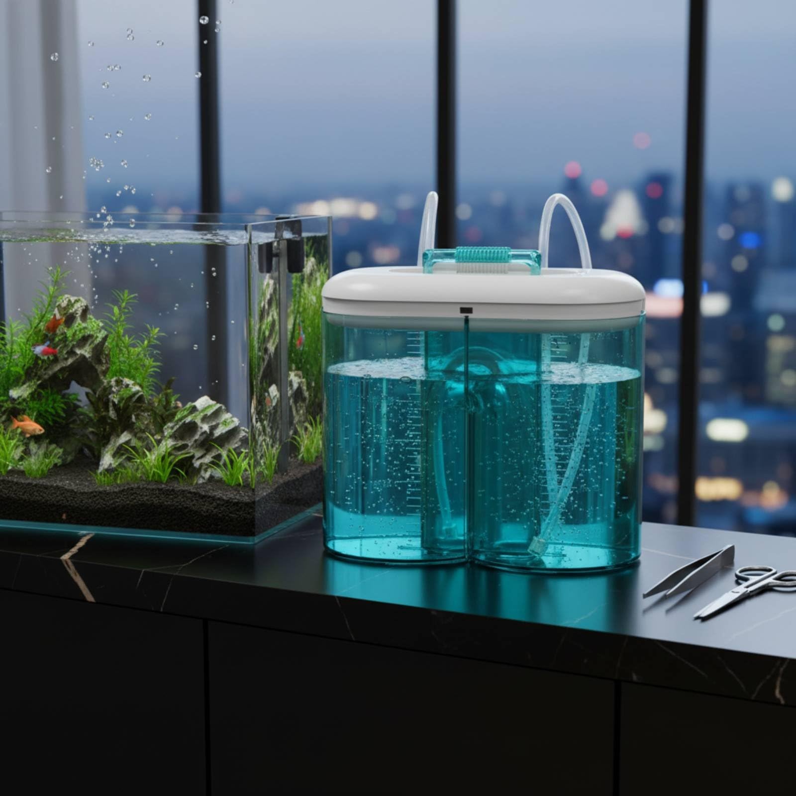 Dispositivo de Limpieza de Acuario Cambiador de Agua Sifón Eléctrico Bomba de Agua Alcance Extendido 50 Cm Botón PC Silicona Adecuado para Peceras