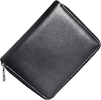 Vista 1 de Soporte para tarjetas de crédito de cuero neutro con ranura para múltiples tarjetas, cartera para pasaporte de viaje, bloqueo RFID, Negro, Cartera