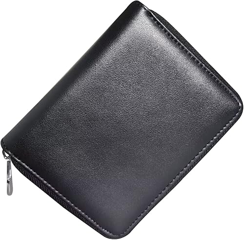 Soporte para tarjetas de crédito de cuero neutro con ranura para múltiples tarjetas, cartera para pasaporte de viaje, bloqueo RFID, Negro, Cartera