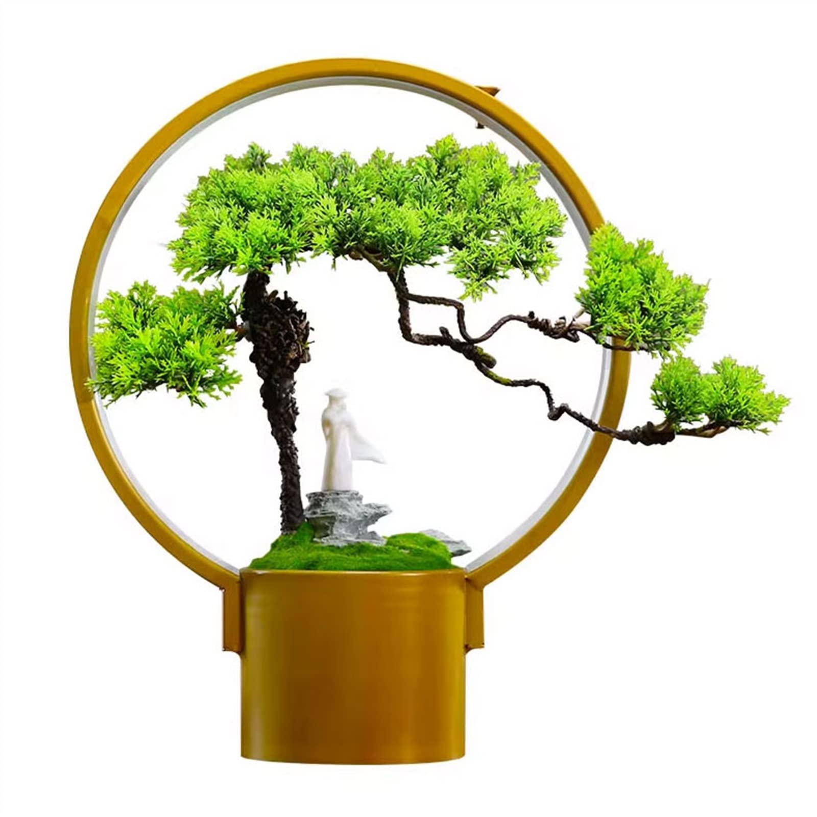 HCZKIUJY Artificial Bonsai Tree Indoor Artificial Bonsai Tree - Zen Fake Plant in Pot Artificial Plants,Japanese Pine Bonsai Plant for Home Decoration,Office/Windowsill/Yard Fake Plant Decoration (A)