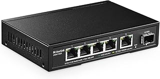 MokerLink 5 Port 2.5G Ethernet Switch with 10G SFP, 5 x 2.5G Base-T Ports Compatible with 10/100/1000Mbps, Metal Unmanaged Fanless Network Switch