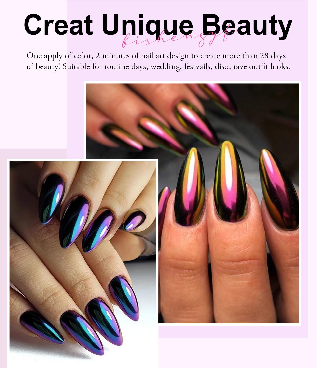 BISHENGYF 24Pcs Chrome Nail Powder - Image 2