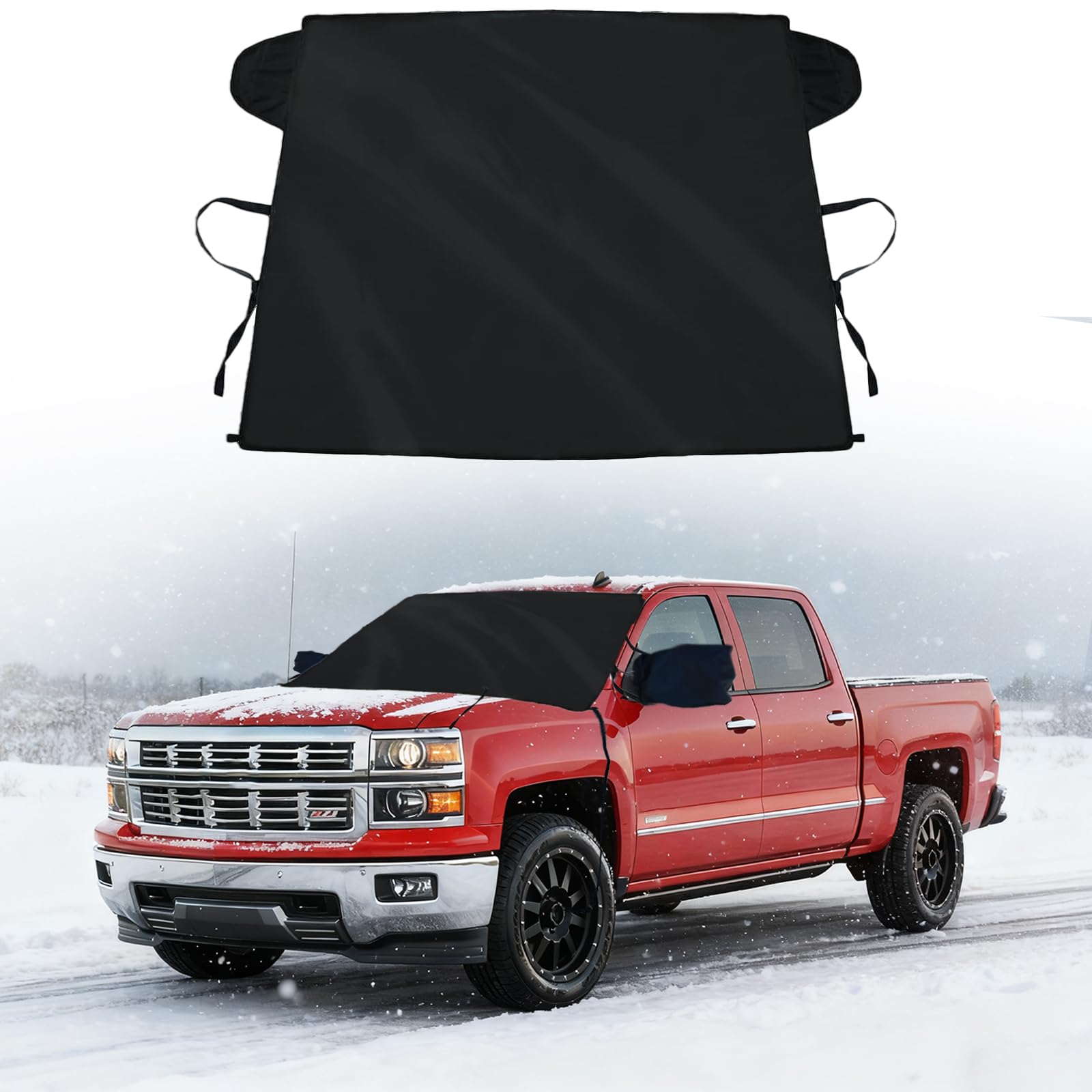 Windshield Cover for Ice and Snow for Chevy Silverado 1500 3500 2019-2025 2026, Windshield Snow Cover Oxford Fabric Frost Cover Waterproof All Weather Windshield Frost Cover for Trucks